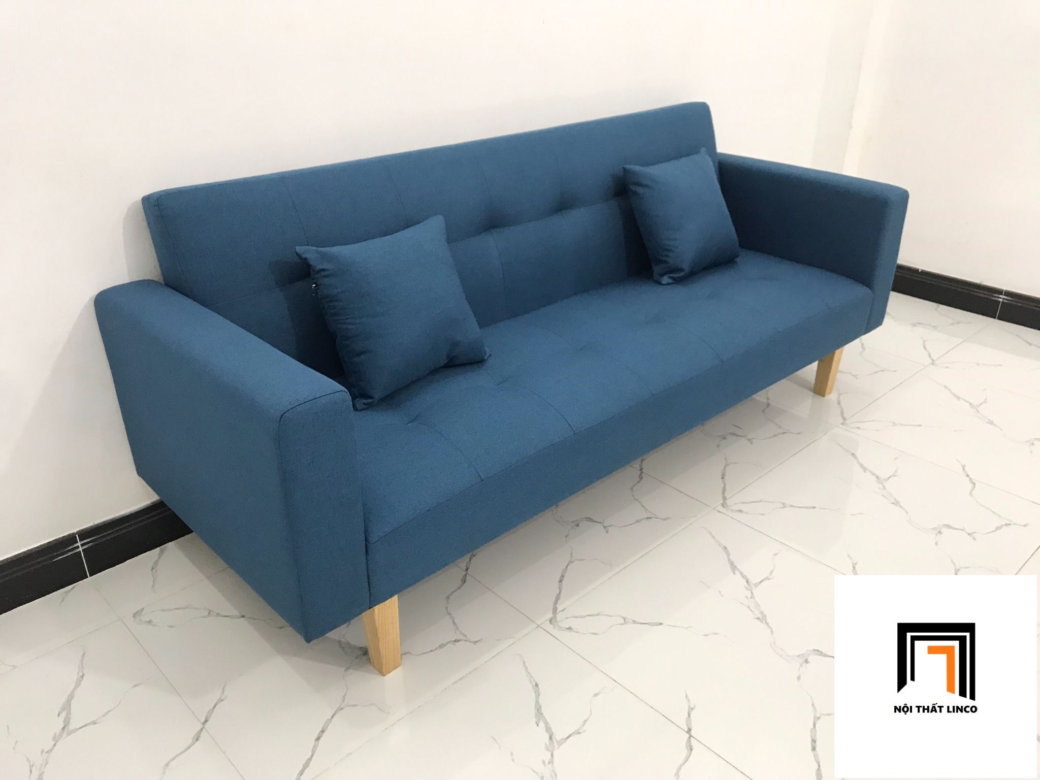 Bộ ghế sofa văng dài BTV dài 2m bật nằm xanh dương