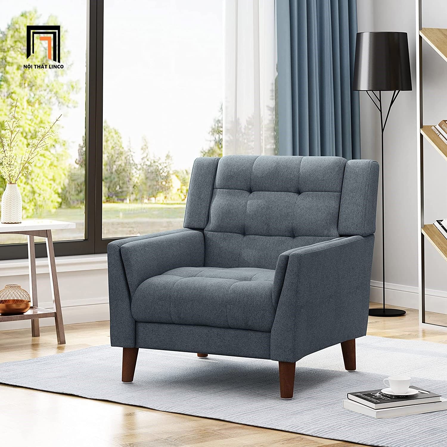Ghế sofa đơn vải nỉ xinh xắn DT26 Monte cho phòng khách đẹp