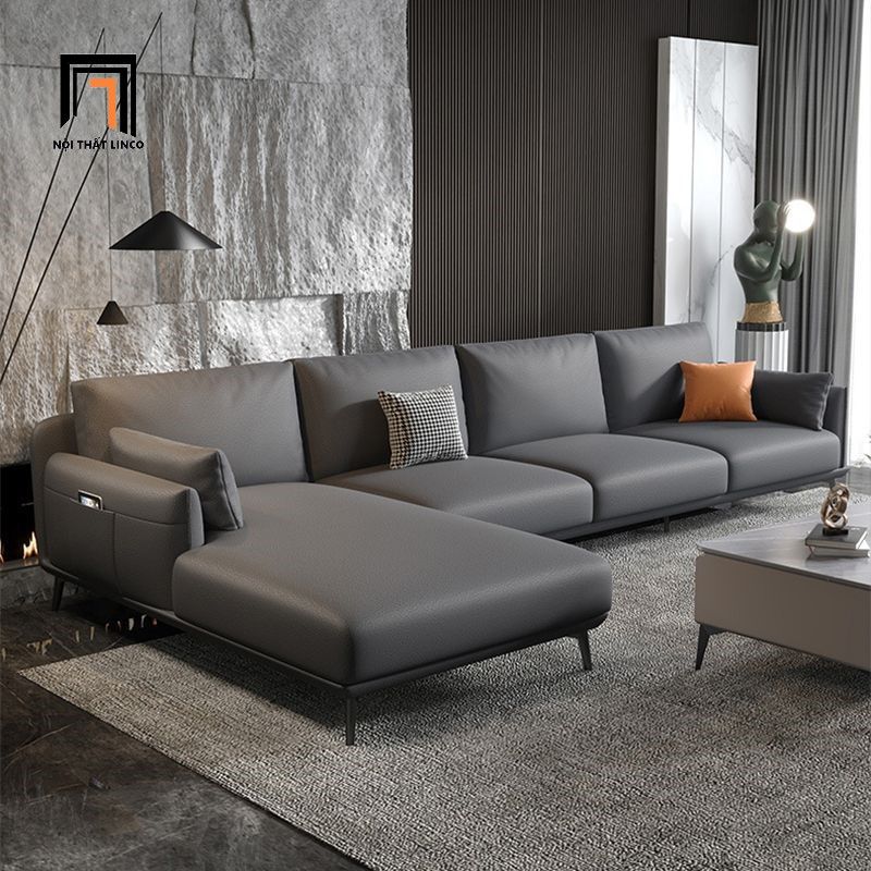 Ghế sofa góc L 3m x 1m6 da giả xanh lá GT194 Pavia hiện đại