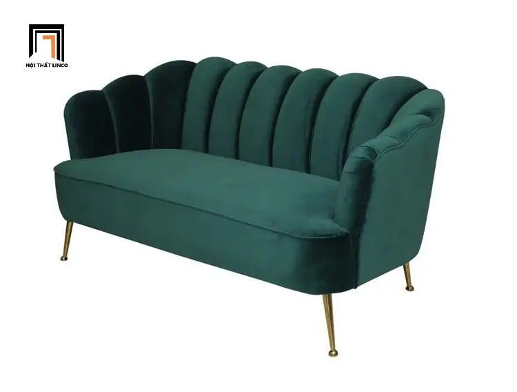 Ghế sofa băng cong xinh xắn BT86 Sans 2m2 màu xanh lá