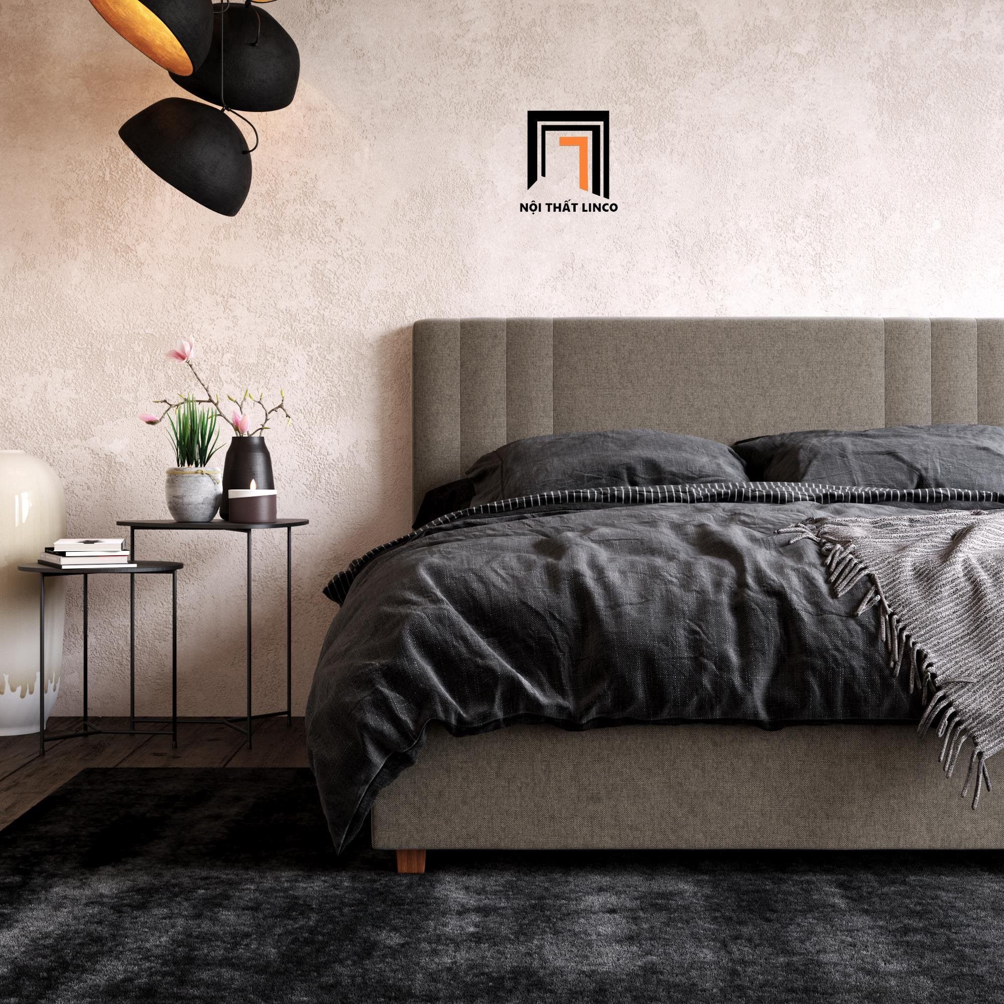 Giường ngủ đẹp cho căn hộ chung cư GN17 Queer vải nỉ xám