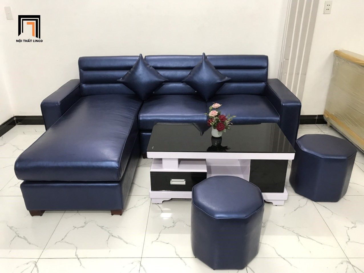 Bộ ghế sofa góc gia đình da Pu GT232 Massaro 2m4 x 1m6 giá rẻ