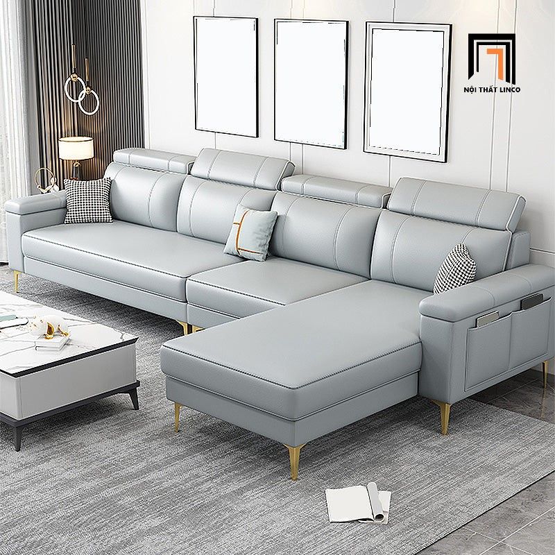 Ghế sofa góc L da công nghiệp GT171 Sheridon 2m3 x 1m55 xám ghi