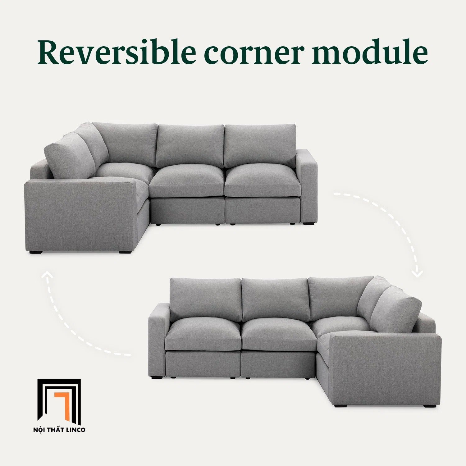 Sofa góc L xoay chiều GT23 Rev 2m2 x 1m6 giá rẻ cho phòng khách