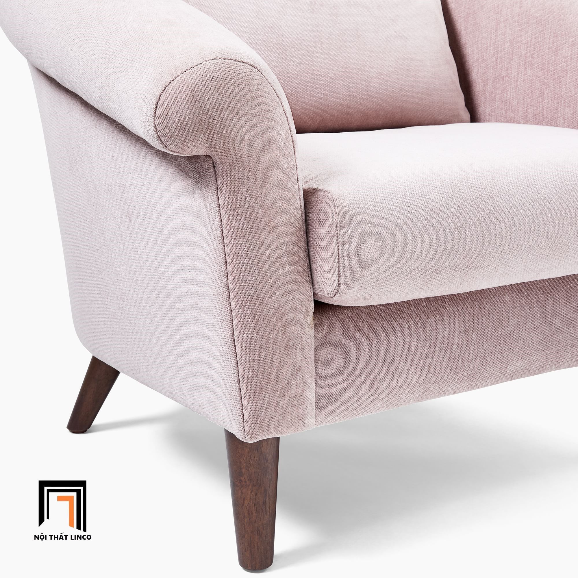 Ghế sofa đơn xinh xắn DT22 Parlo vải nỉ màu hồng phấn