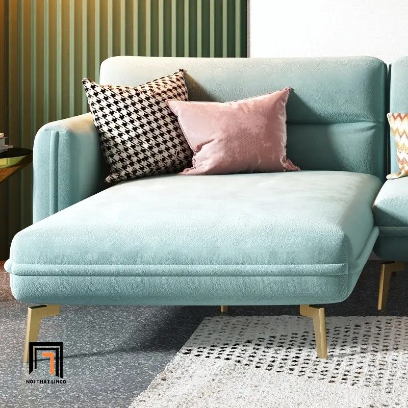 Bộ ghế sofa góc L 2m4 x 1m6 GT55 Velor xám tro vải nhung