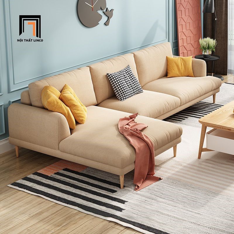 Bộ ghế sofa vải nỉ màu be KT79 Mosa giá rẻ cho phòng khách