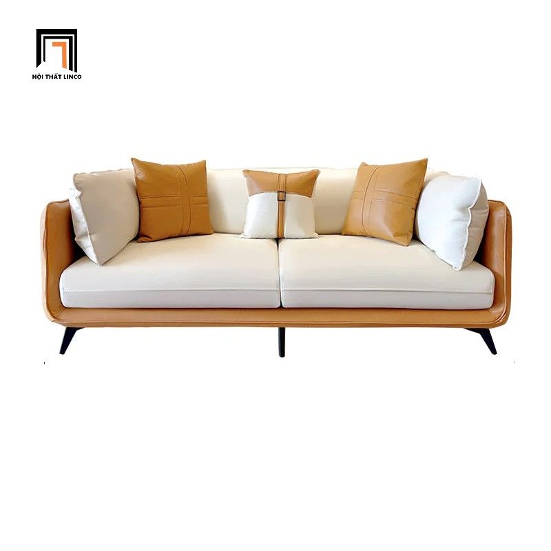 Ghế sofa băng da công nghiệp BT196 Dumas dài 2m4 trắng kem