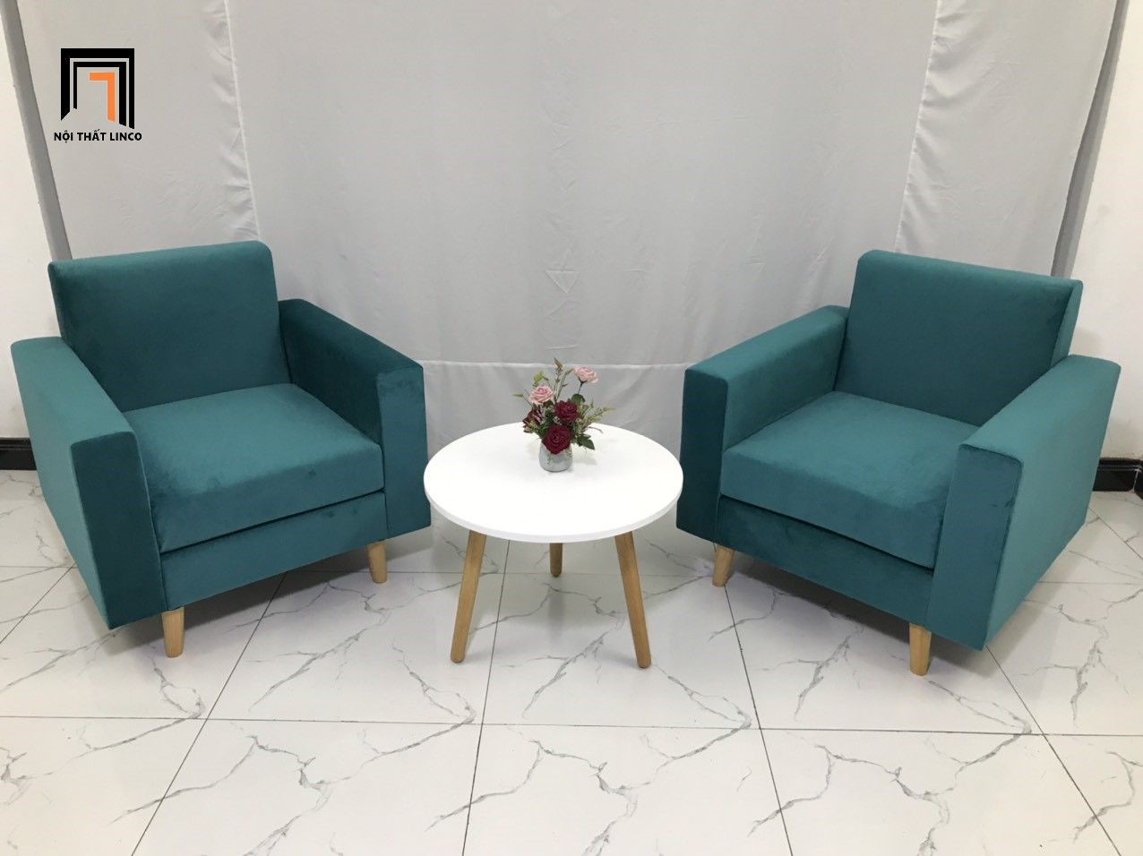 Ghế sofa đơn xanh lá vải nhung NS05 giá rẻ cho gia đình