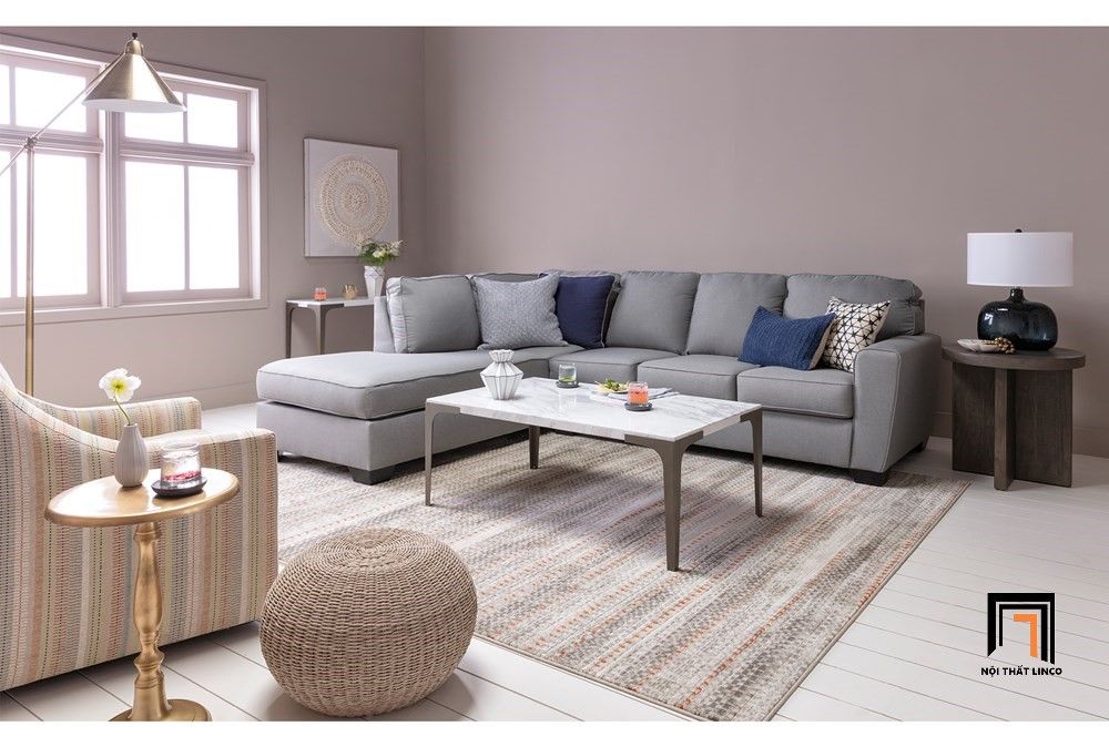 Ghế sofa góc chữ L GT42 Mcdade 2m8 x 2m xám lông chuột