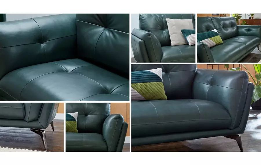 Sofa băng sang trọng BT263 Harlan 2m da công nghiệp xanh lá