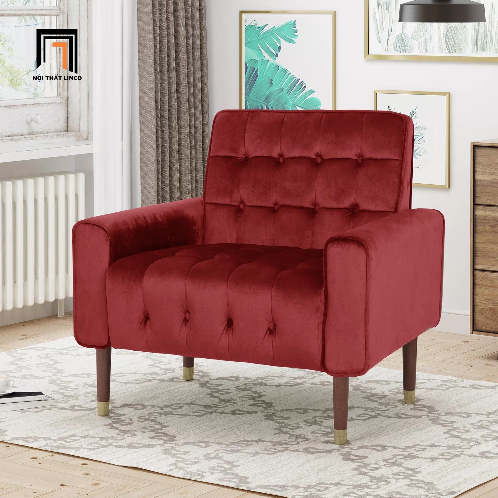 Ghế sofa đơn 1 người ngồi cho shop tiệm DT41 Wyton vải nhung