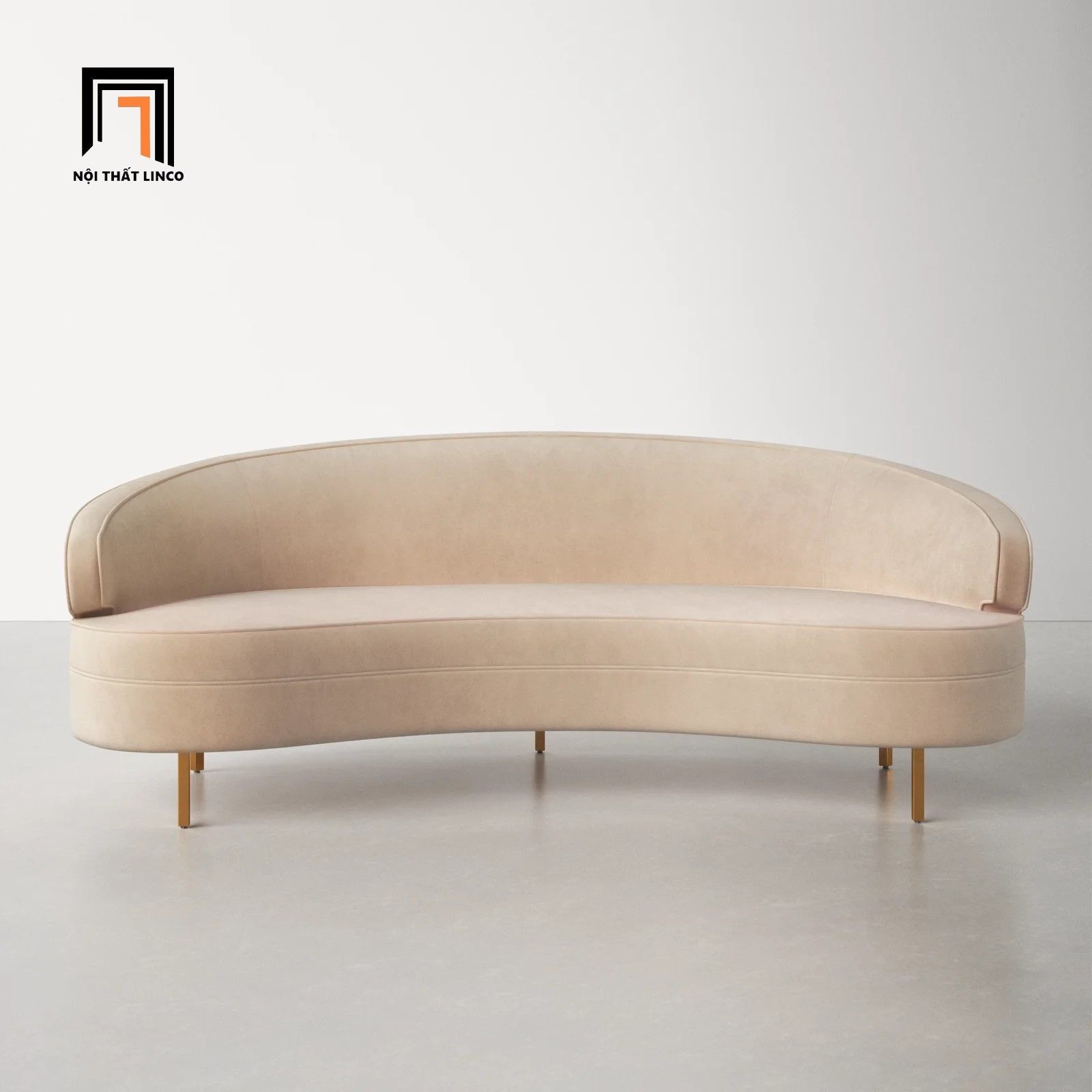 Ghế sofa băng cong BT23 Neville dài 2m2 vải bố nỉ kiểu dáng đẹp