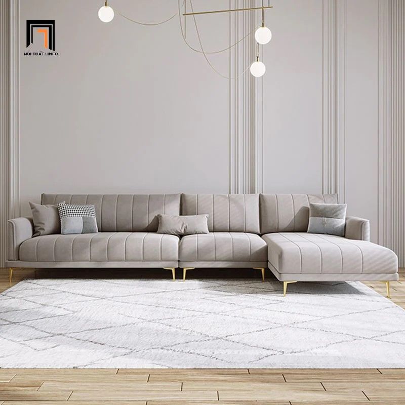 Sofa góc L phòng khách GT207 Forli 2m3 x 1m6 màu xám hiện đại