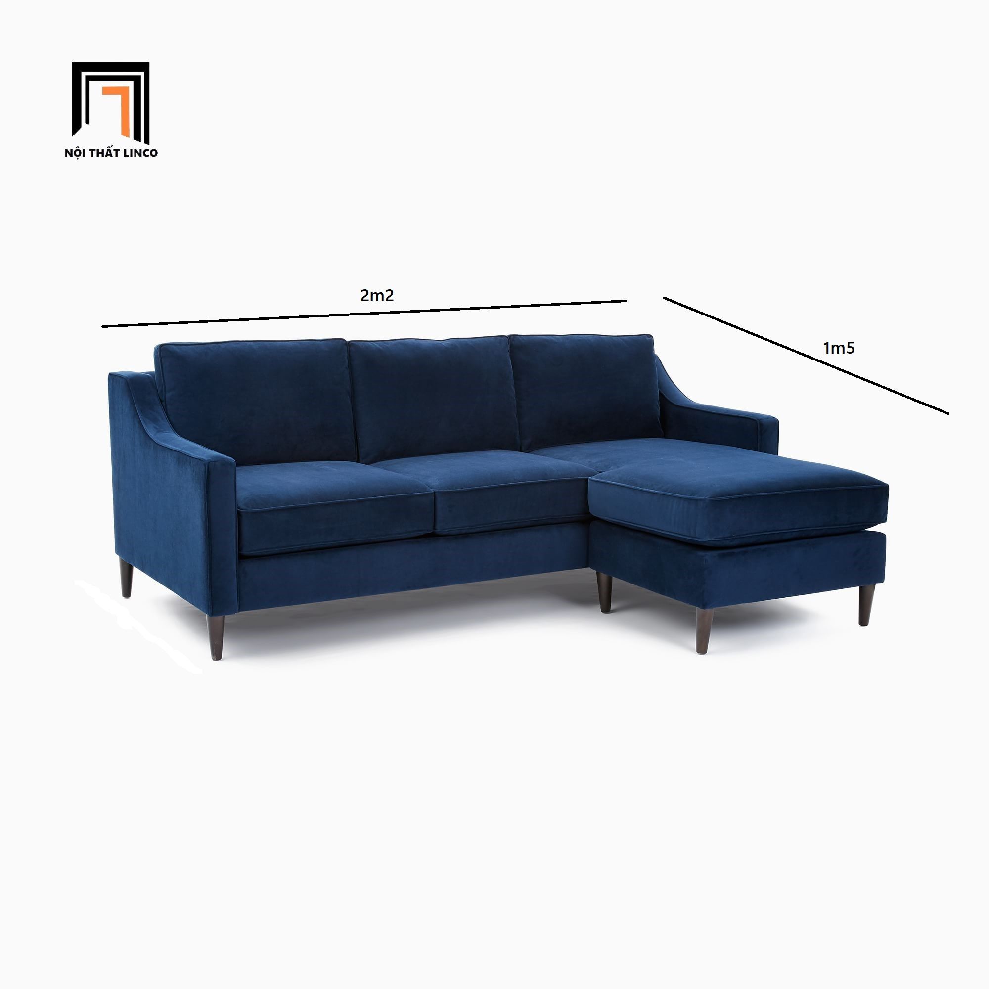 Bộ ghế sofa góc xoay chiều GT77 Paige 2m2 x 1m5 màu xanh đen