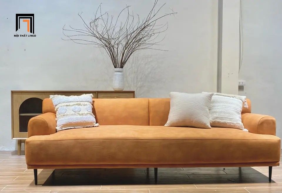 Ghế sofa văng nỉ dài 2m2 BT79 Colaxing màu trắng kem
