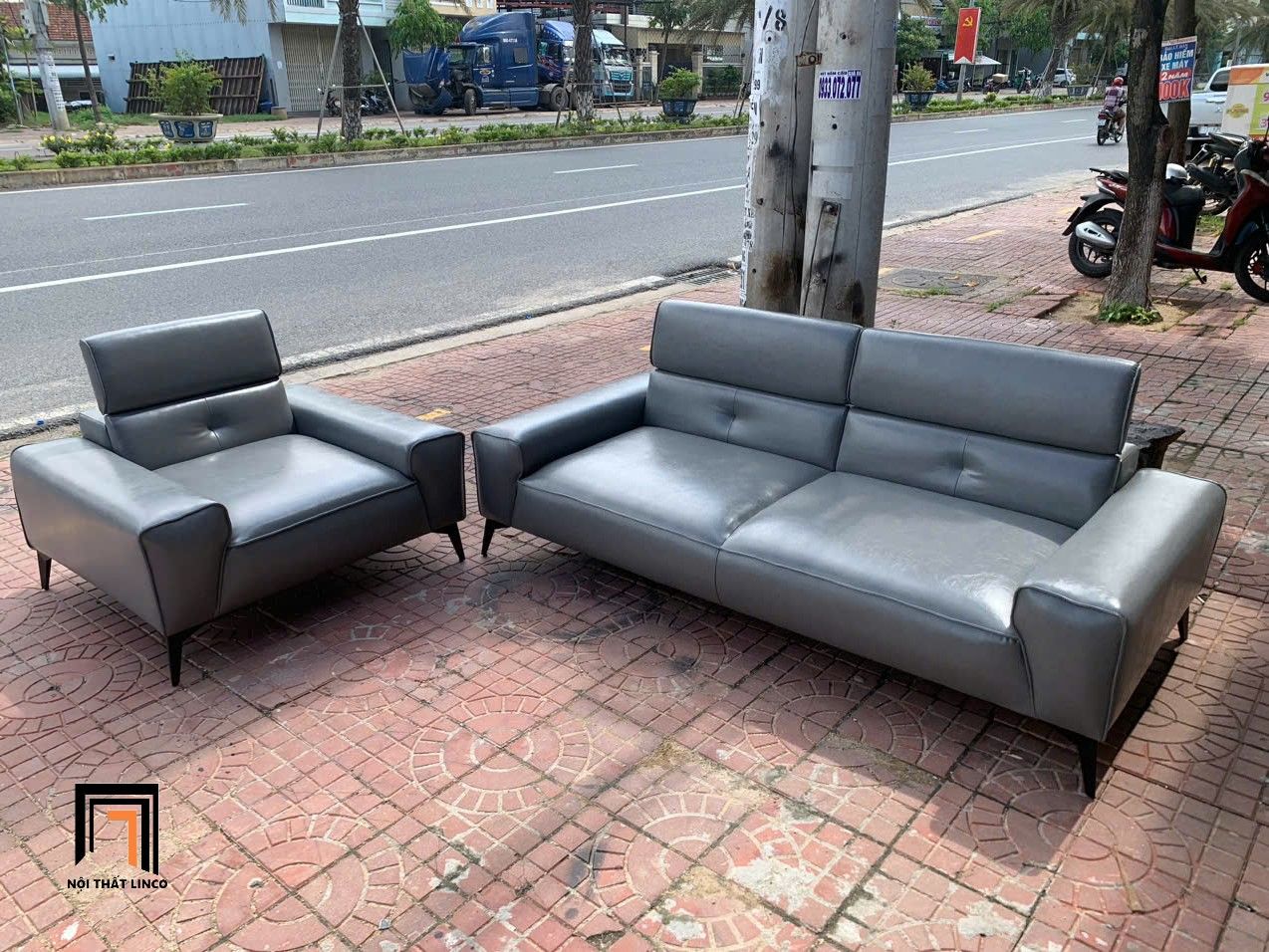 Bộ ghế sofa gật gù KT141 Weta da giả bóng cho phòng khách