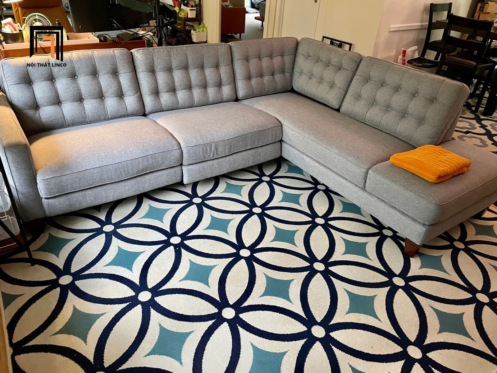 Bộ ghế sofa góc L GT17 Toranado 2m4 x 2m giật nút sang trọng