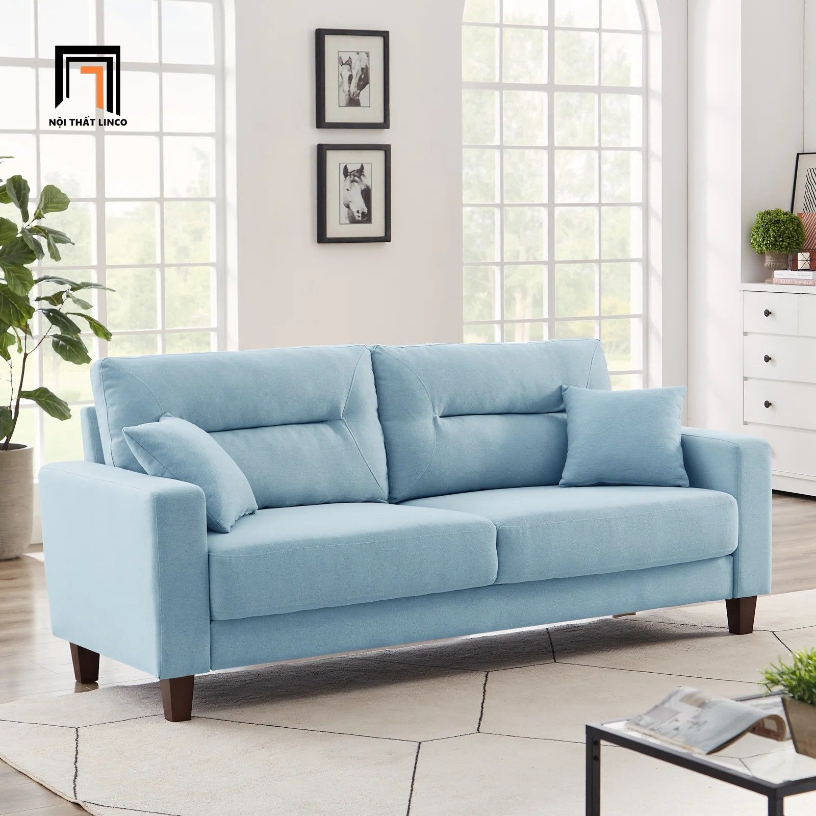 Ghế sofa băng 1m9 BT141 Linti cho gia đình nhỏ màu xanh đậm