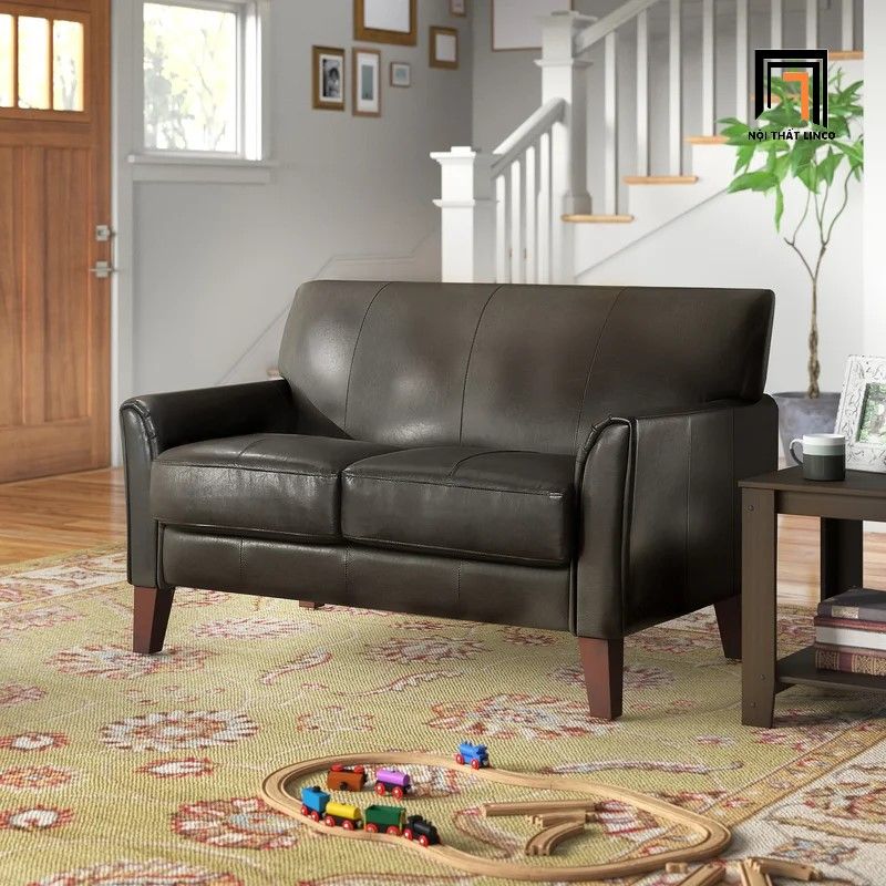Set ghế sofa văn phòng ngồi tiếp khách KT54 Abarca da giả đen