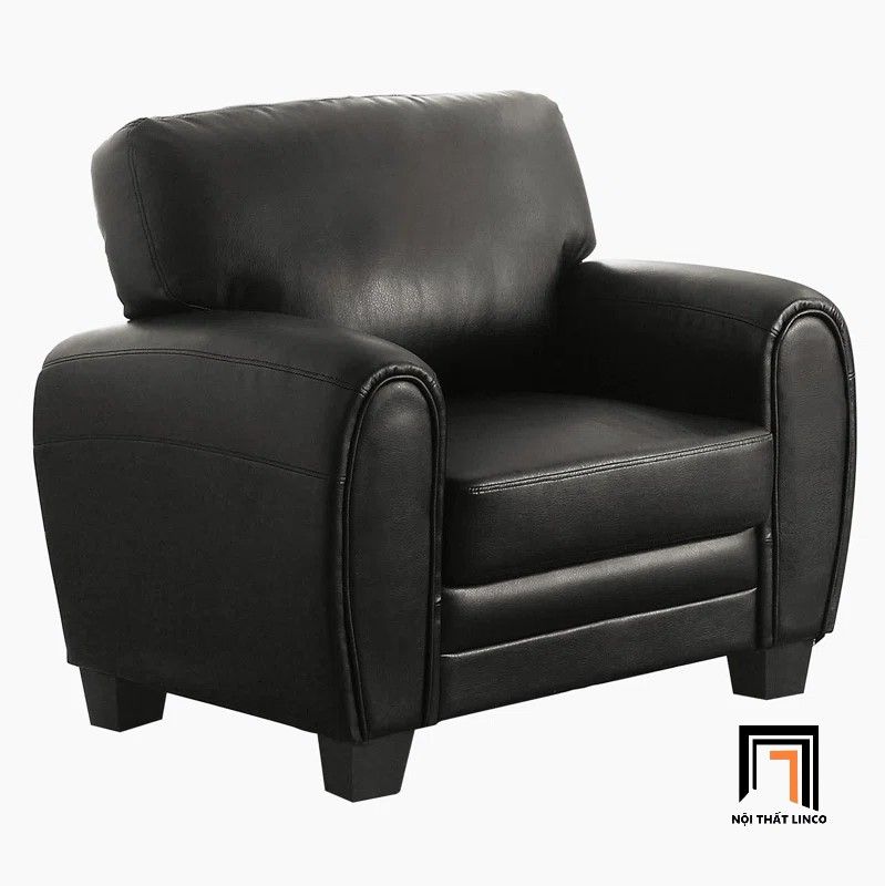Set ghế sofa phong cách châu Âu KT148 Manwi da giả màu đen
