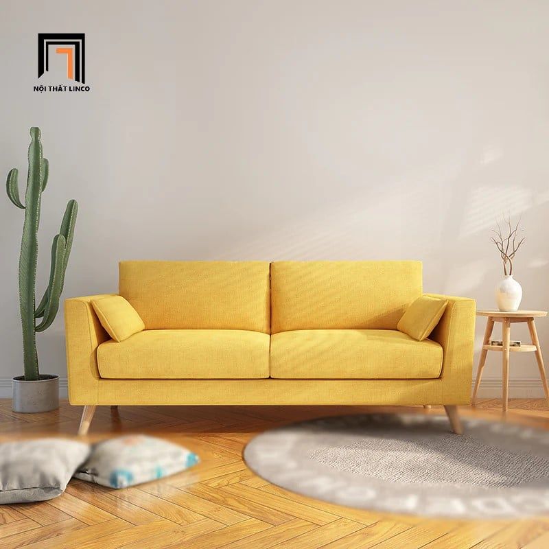 Bộ ghế sofa phòng khách xinh xắn KT114 Ufor màu vàng vải nỉ