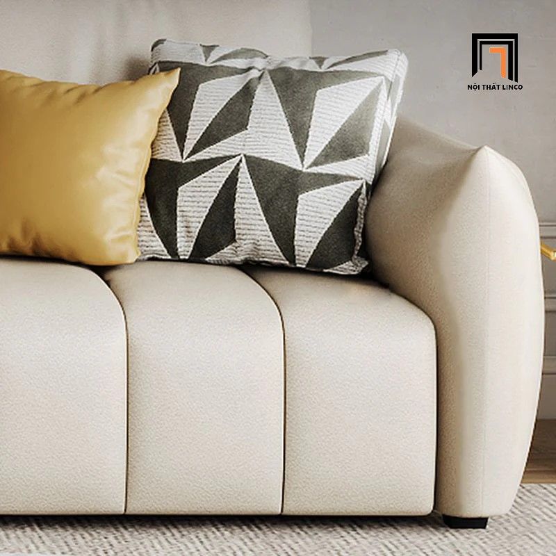 Sofa góc L da Pu trắng kem GT209 Sikeh 2m9 x 1m6 sang trọng