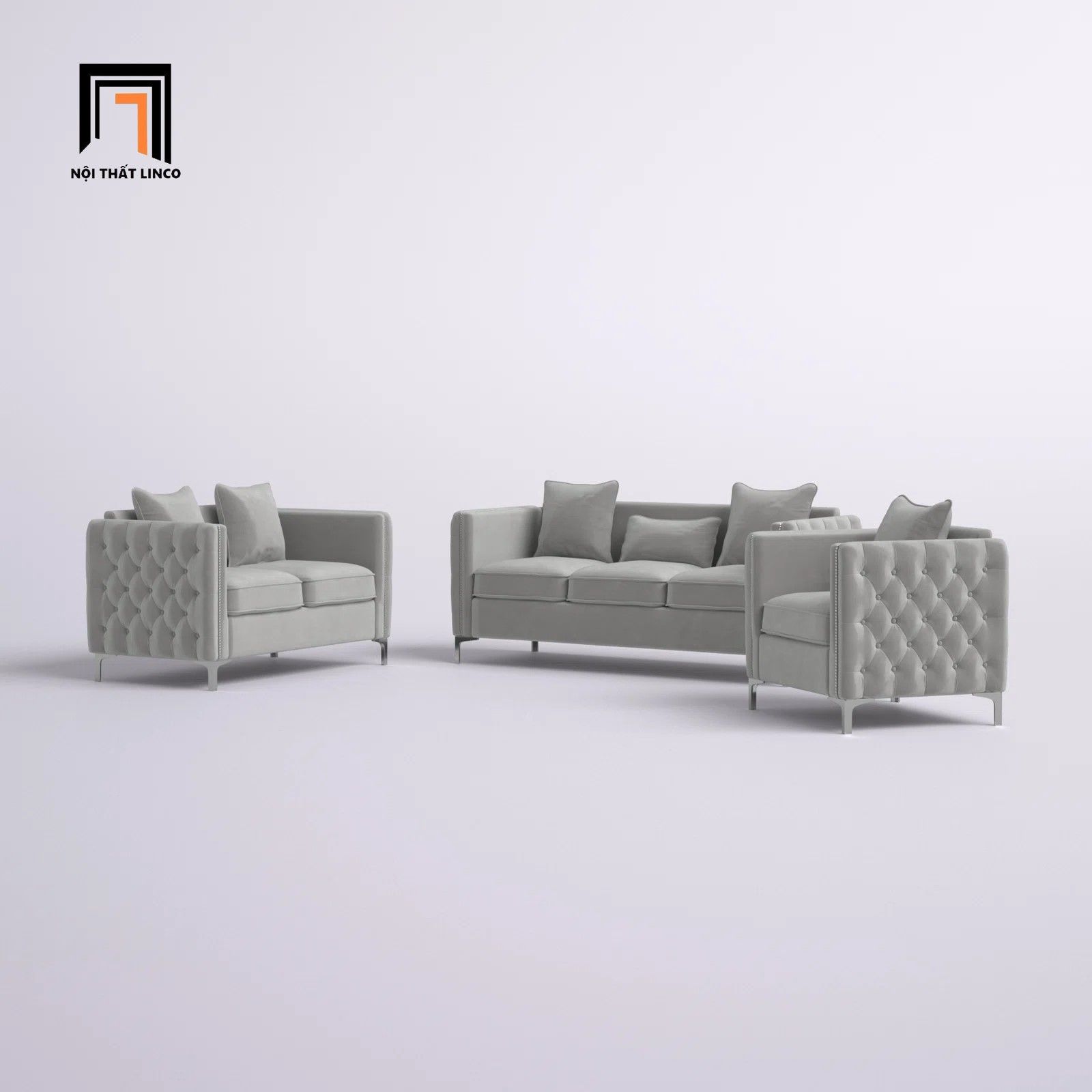 Bộ ghế sofa phòng khách đẹp KT122 Essex vải nhung cao cấp