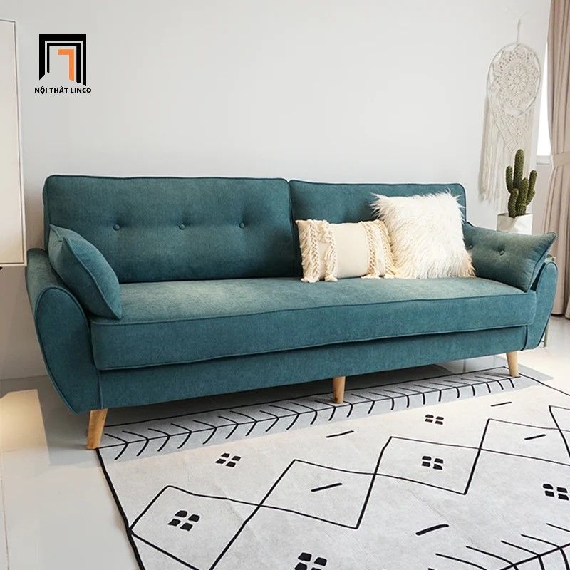 Bộ ghế sofa gia đình vải nỉ bố KT77 Dropy màu be xinh xắn