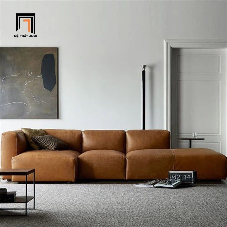 Sofa góc L màu nâu GT257 Techado 2m6 x 1m1 da công nghiệp