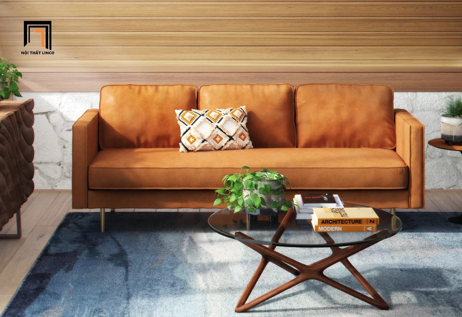Ghế sofa băng dài 2m BT32 Roderic sang trọng chân inox