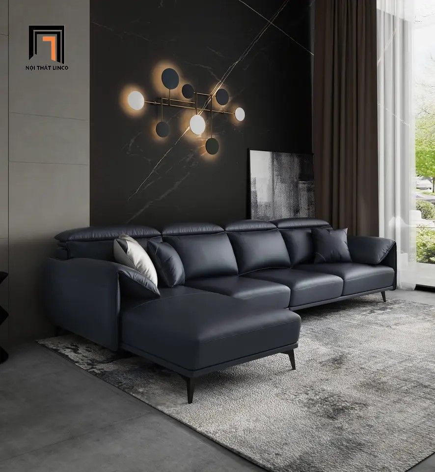 Bộ ghế sofa góc L hiện đại GT62 Waldina 2m8 x 1m6 chân inox