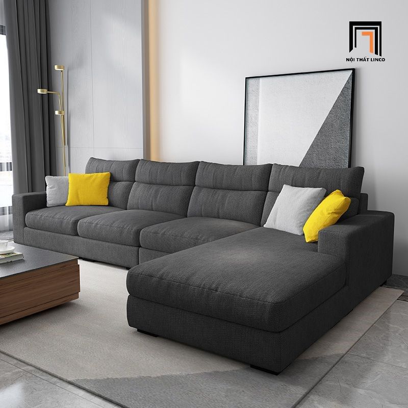 Bộ ghế sofa nệm góc L 3m x 1m6 GT196 Elviso vải nỉ sang trọng
