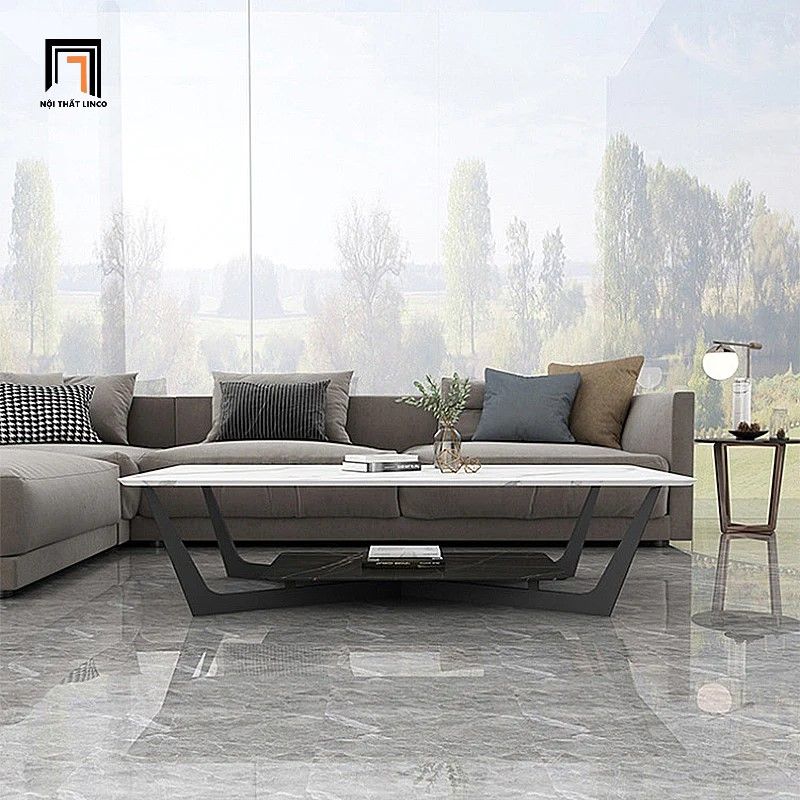 Bàn sofa phòng khách 1m sang trọng BSF28 Mocshin 2 tầng đá