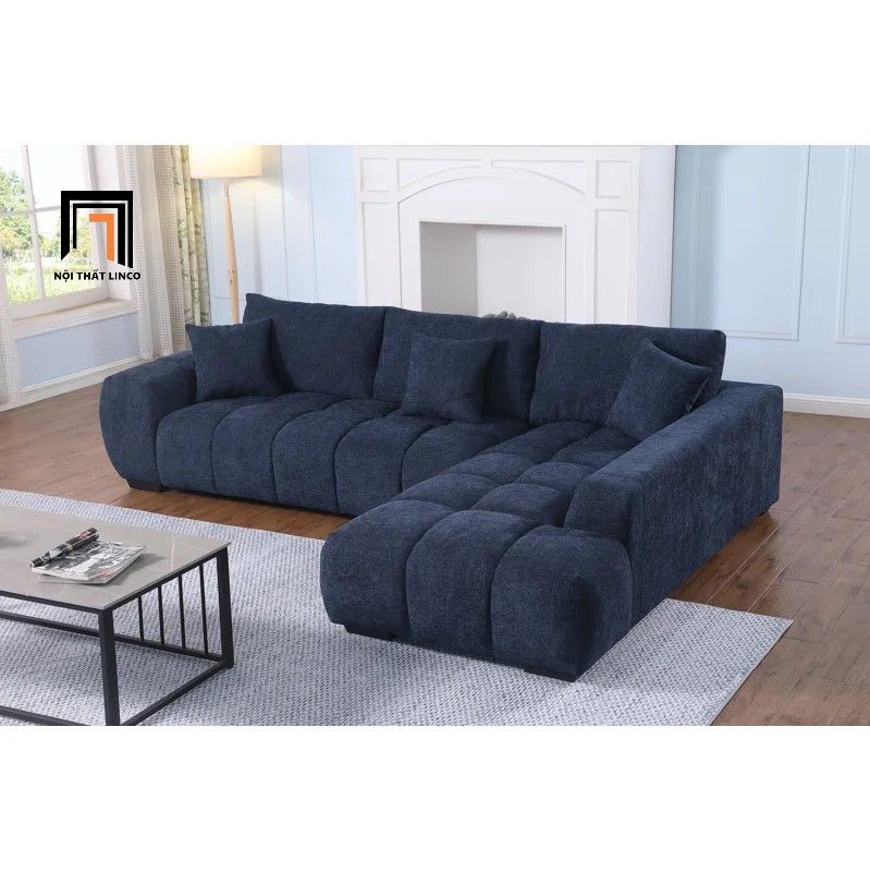 Ghế sofa góc L vải nỉ xám đen GT252 Marigail 2m4 x 1m6 giá rẻ