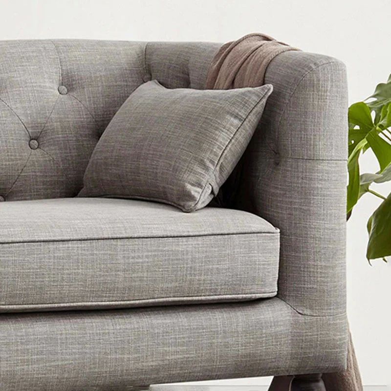Bộ ghế sofa gia đình KT95 Wright màu xám trắng đinh nút