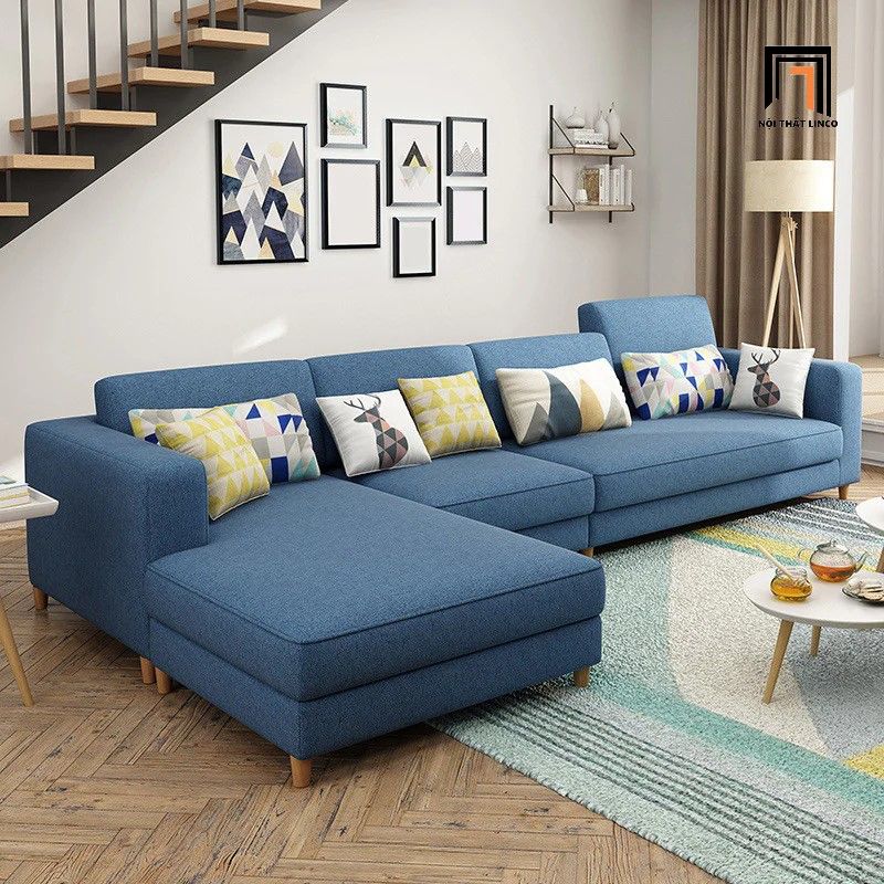 Bộ ghế sofa góc L phòng khách lớn GT161 Charles 3m x 1m6 vải nỉ