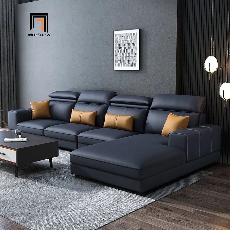 Bộ ghế sofa góc L cao cấp GT258 Zion 3m x 1m6 bọc da đẹp