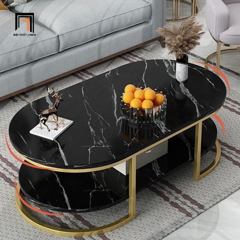 Bàn sofa đẹp 1m x 50 mặt đá oval BSF16 Keen cho gia đình nhỏ