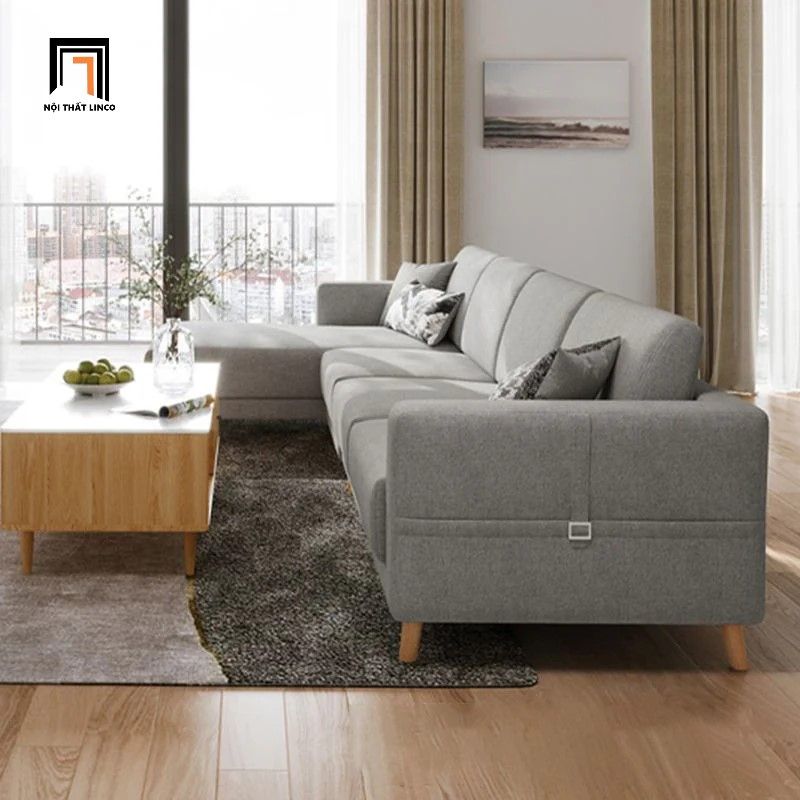 Sofa góc gia đình màu xám ghi GT208 Aldeen 2m9 x 1m6 giá rẻ
