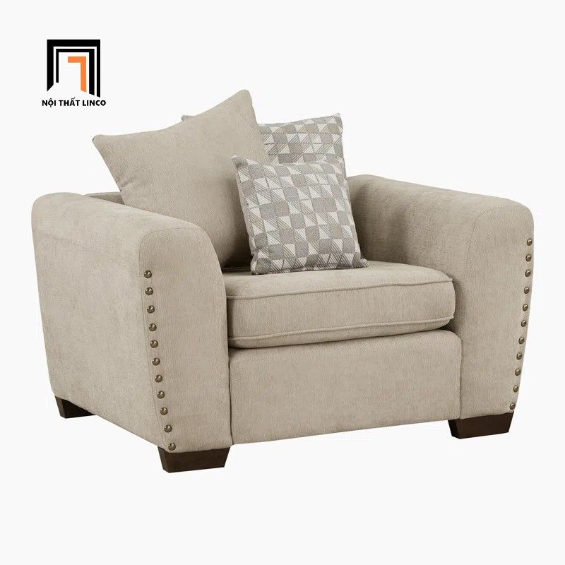 Bộ ghế sofa gia đình sang trọng KT158 Ebern đính nút đồng nổi