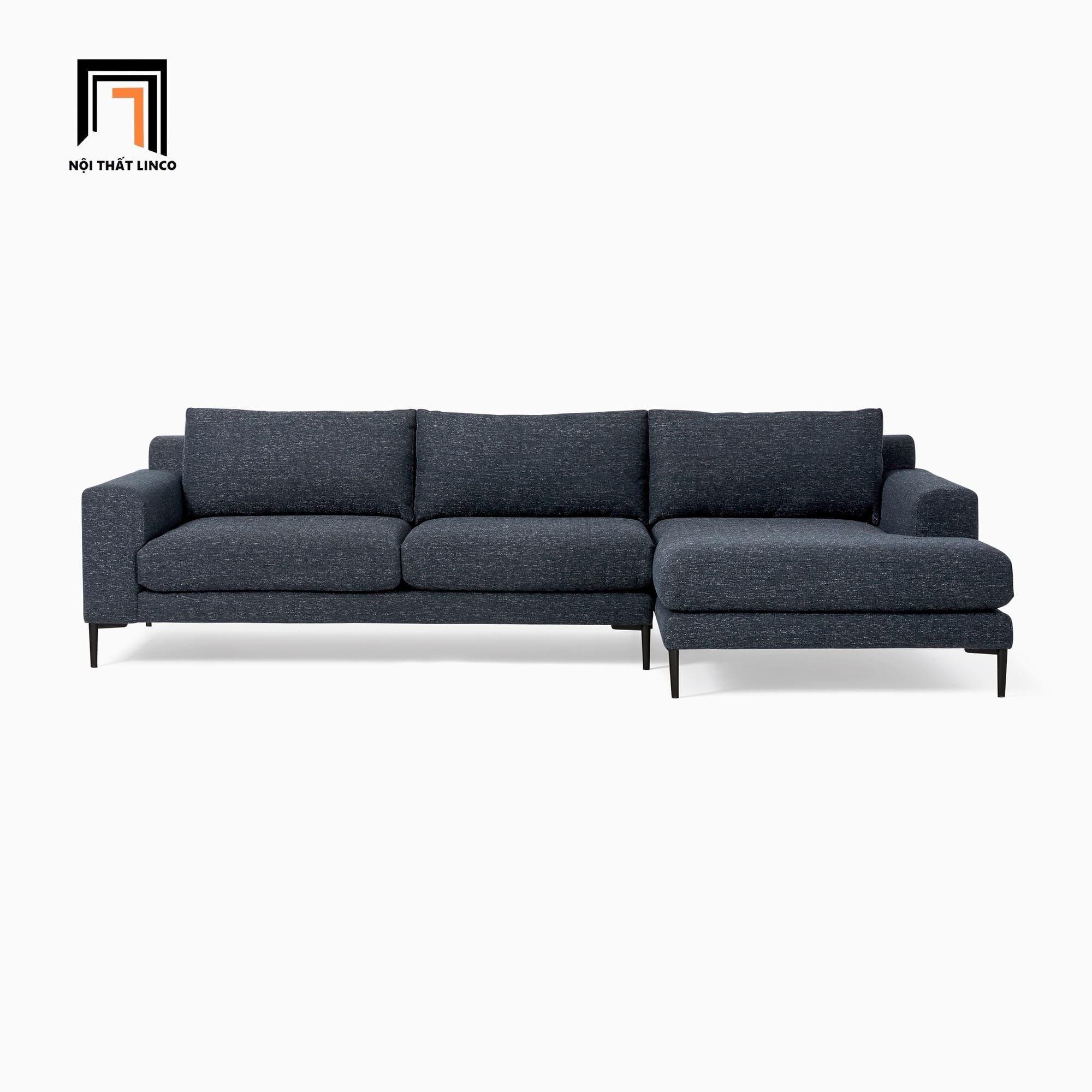 Bộ ghế sofa góc giá rẻ 2m4 x 1m6 GT134 Harper vải nỉ xanh than
