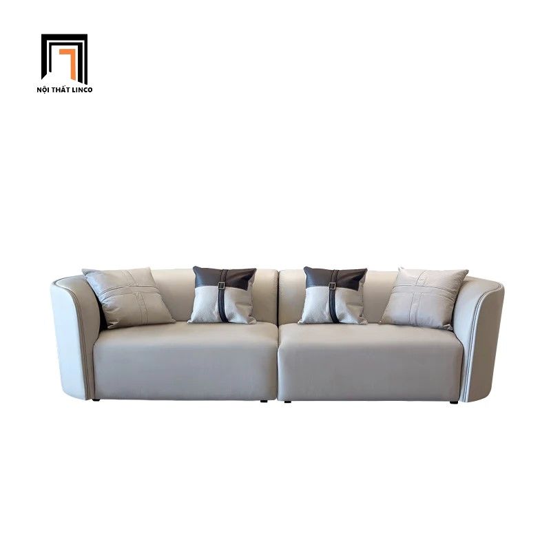 Ghế sofa băng cong 2m4 BT253 Oneil da công nghiệp trắng kem