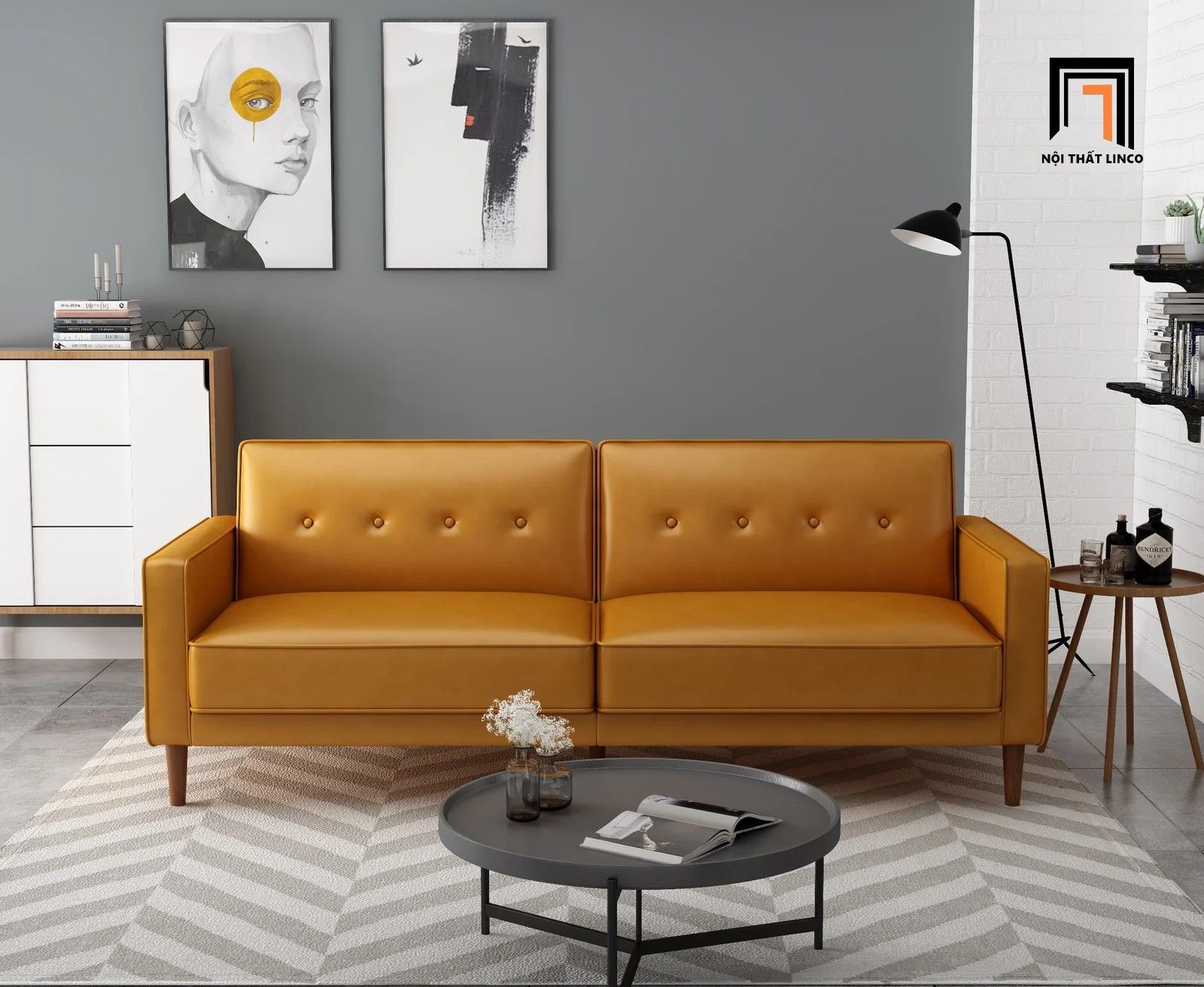 Ghế sofa giường gấp gọn GB75 Calisa 2m da Pu cho văn phòng