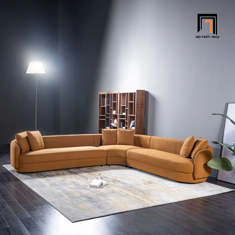 Ghế sofa góc cong vải nhung GT253 Ahitana 2m4 x 2m4 màu cam