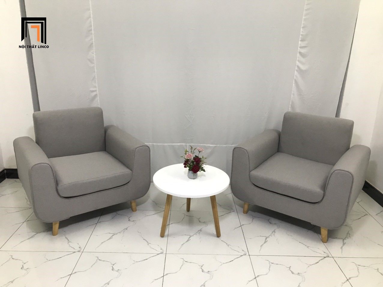 Ghế sofa đơn phòng khách NS04 màu xám ghi trắng