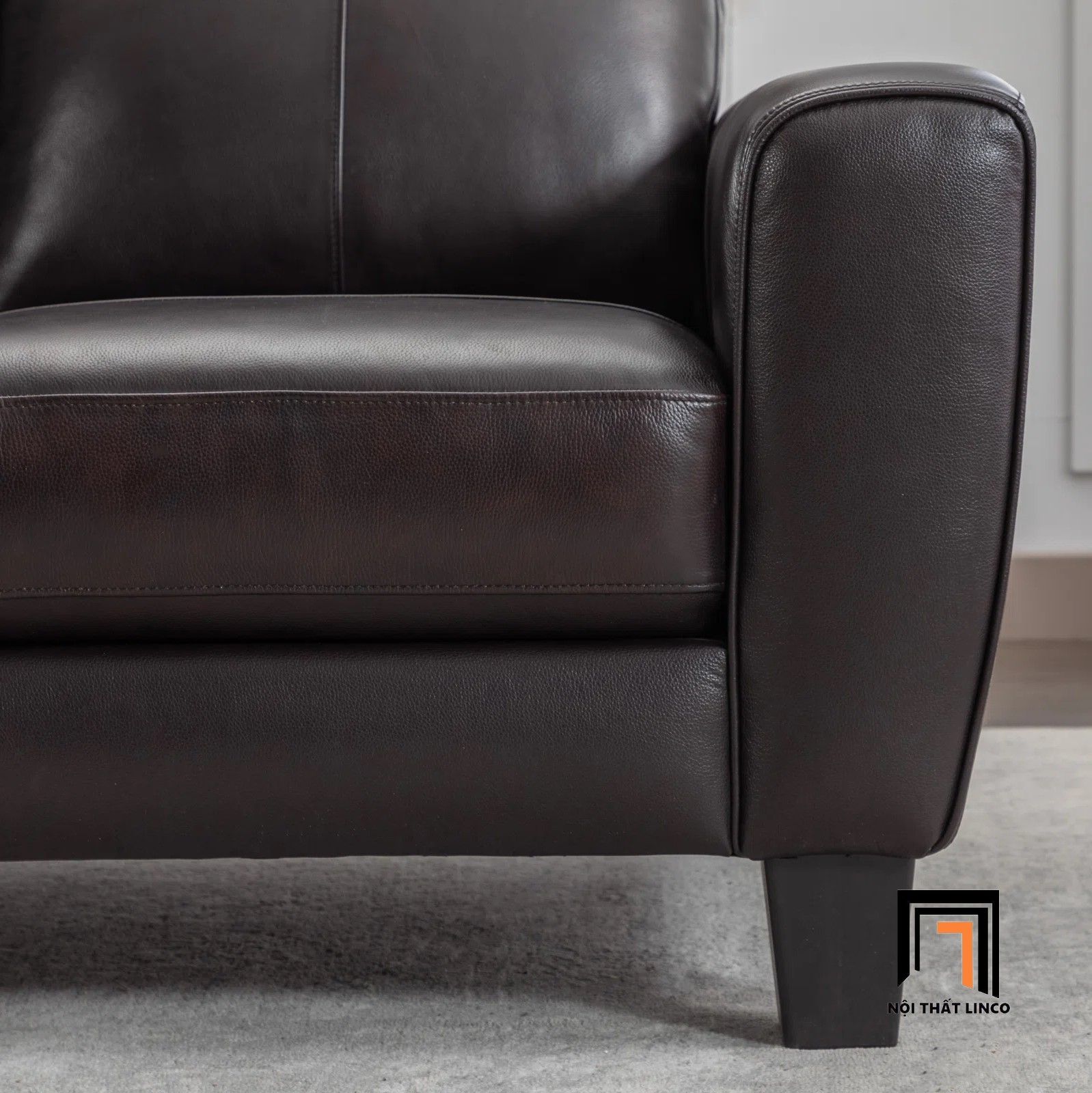 Bộ 2 ghế sofa gia đình KT143 Namara bọc da công nghiệp nâu
