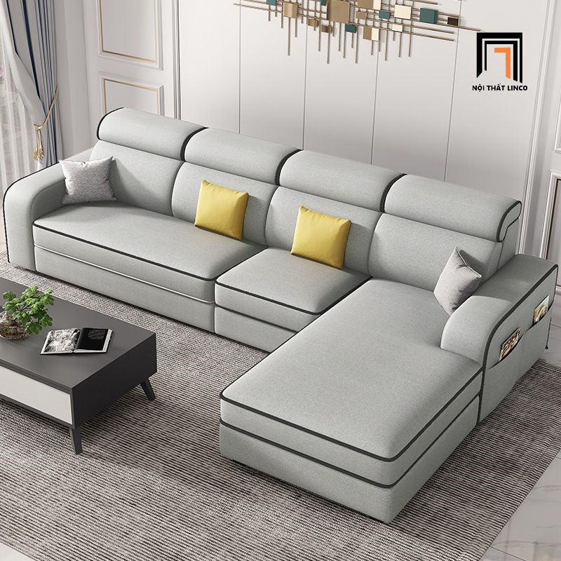 Ghế sofa góc L xám lông chuột GT181 Tunica 2m8 x 1m6 giá rẻ