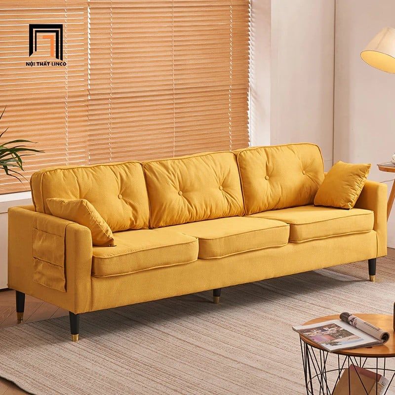 Ghế sofa băng vải nỉ đẹp BT303 Klatovy dài 2m2 màu xám ghi