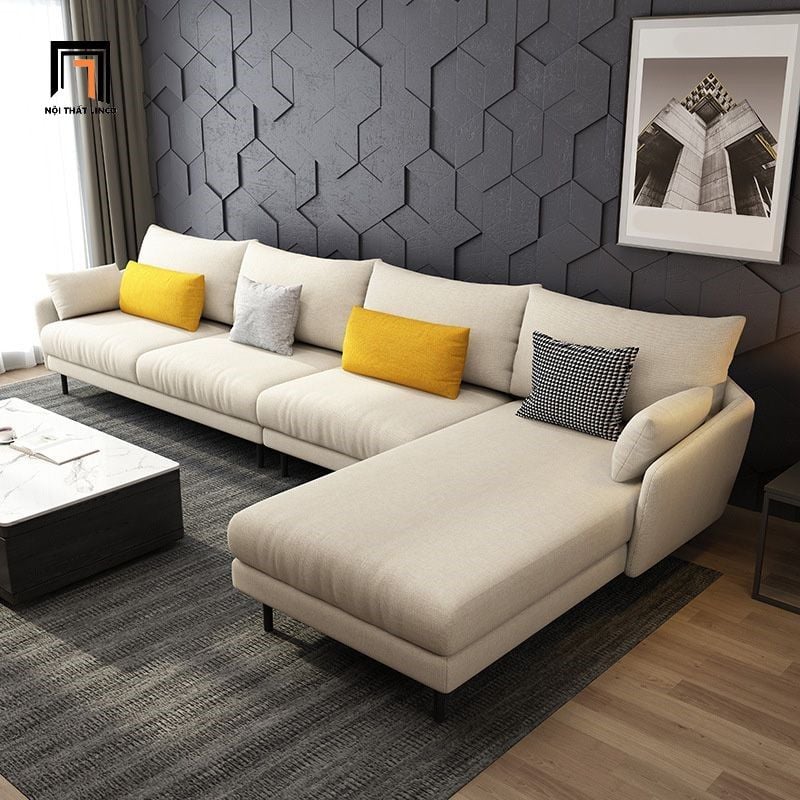 Bộ ghế sofa góc L xám trắng GT225 Wettin 3m x 1m6 trẻ trung
